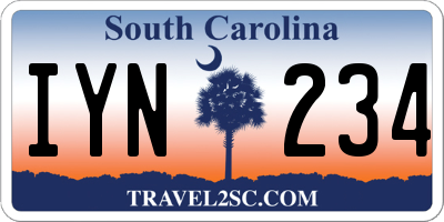 SC license plate IYN234