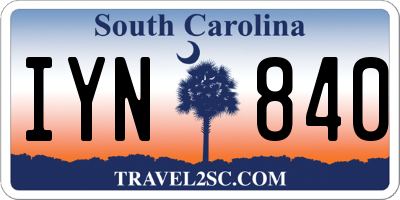 SC license plate IYN840