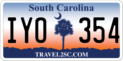 SC license plate IYO354