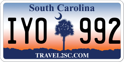 SC license plate IYO992