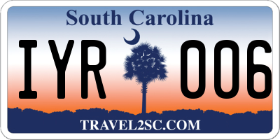 SC license plate IYR006