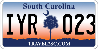SC license plate IYR023