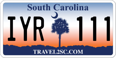 SC license plate IYR111