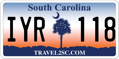 SC license plate IYR118