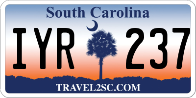 SC license plate IYR237