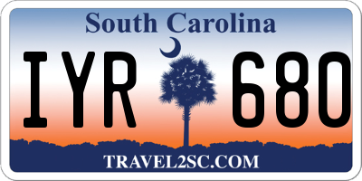 SC license plate IYR680