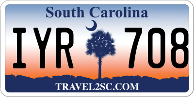 SC license plate IYR708