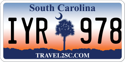 SC license plate IYR978