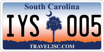 SC license plate IYS005