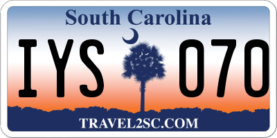 SC license plate IYS070