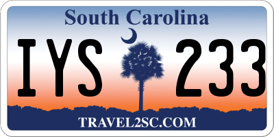 SC license plate IYS233