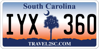 SC license plate IYX360