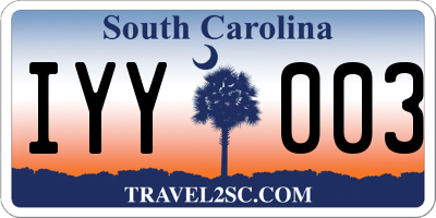 SC license plate IYY003