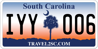 SC license plate IYY006