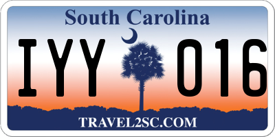 SC license plate IYY016