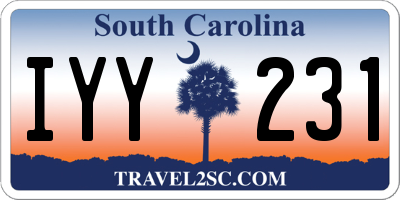 SC license plate IYY231