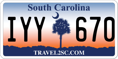 SC license plate IYY670