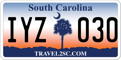 SC license plate IYZ030