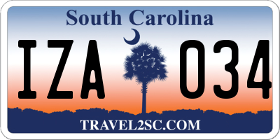 SC license plate IZA034