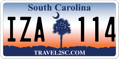 SC license plate IZA114