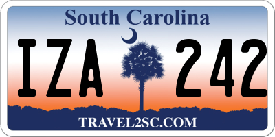 SC license plate IZA242