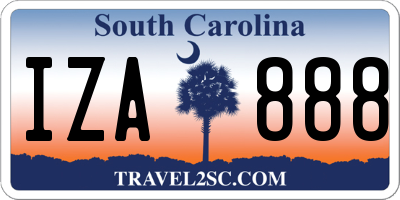 SC license plate IZA888
