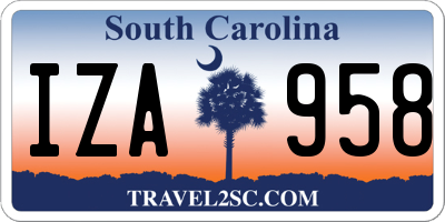 SC license plate IZA958