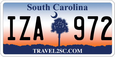 SC license plate IZA972