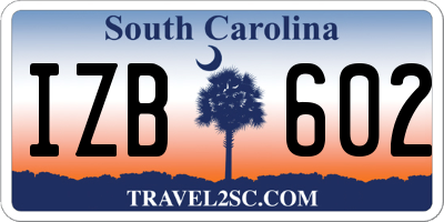SC license plate IZB602