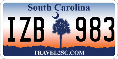 SC license plate IZB983