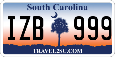 SC license plate IZB999