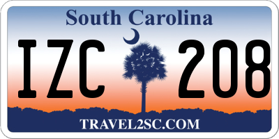 SC license plate IZC208