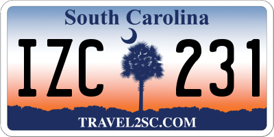 SC license plate IZC231