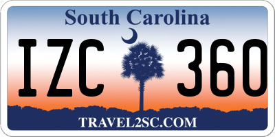SC license plate IZC360