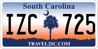 SC license plate IZC725