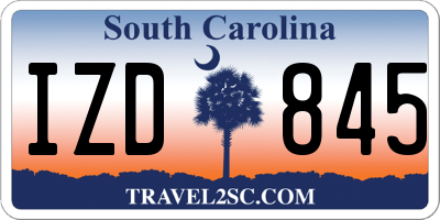 SC license plate IZD845