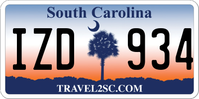 SC license plate IZD934