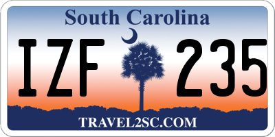 SC license plate IZF235