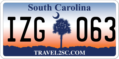 SC license plate IZG063