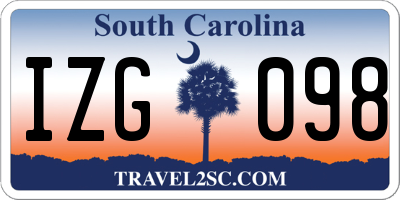 SC license plate IZG098