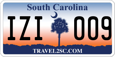 SC license plate IZI009
