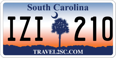 SC license plate IZI210