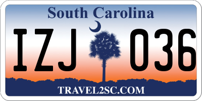 SC license plate IZJ036