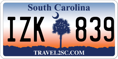 SC license plate IZK839