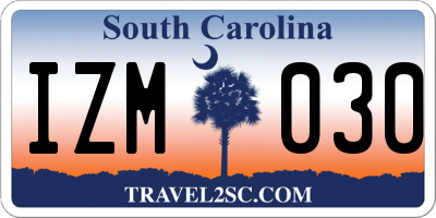 SC license plate IZM030