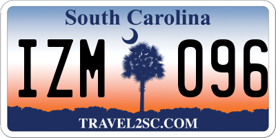 SC license plate IZM096