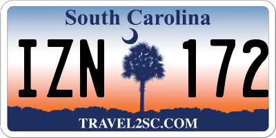 SC license plate IZN172