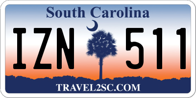 SC license plate IZN511
