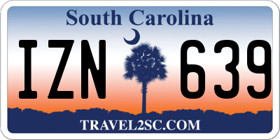 SC license plate IZN639
