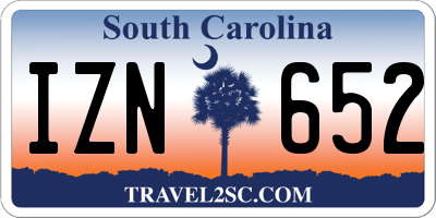 SC license plate IZN652